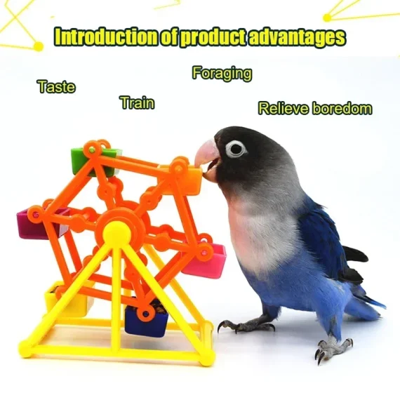 Colorful Parrot Foraging Windmill Feeder Toy 3 | PricZone