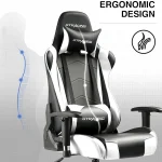 GTRacing White Gaming Chair Ergonomic Recliner 6 | PricZone