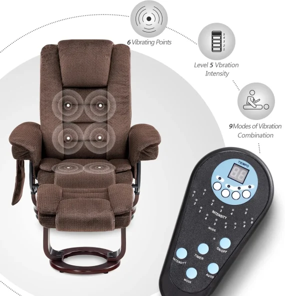 Mcombo Swivel Recliner Chair with Ottoman and Massage 5 | PricZone