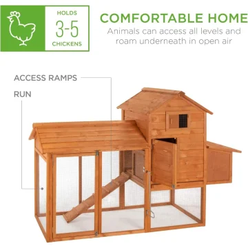 80in an Outdoor Wooden Chicken Coop with a Nesting Box 2