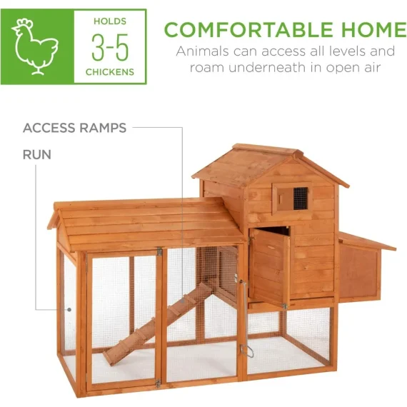 80in an Outdoor Wooden Chicken Coop with a Nesting Box 2 | PricZone