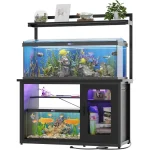 55-75 Gallon Aquarium Stand with LED Light & Storage 1