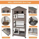 688 inch Large Wooden Bird Aviary Cage with Wheels 5 | PricZone