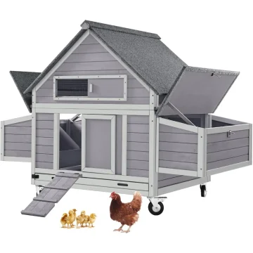 Large Movable Chicken Coop with Wheels and Nesting Boxes 1