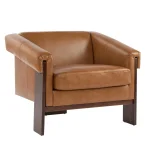 34 inch Mid Century Modern Brown Faux Leather Chair 4 | PricZone