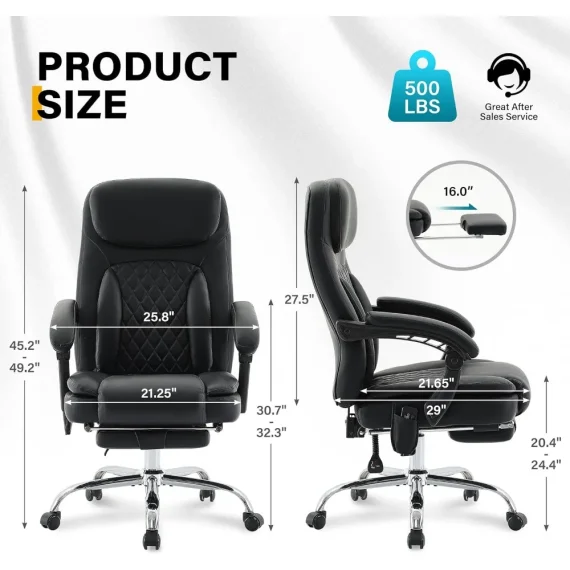 Ergonomic Heated Office Chair with Footrest 3 | PricZone