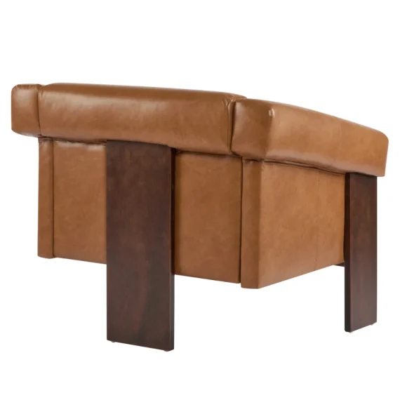 34 inch Mid Century Modern Brown Faux Leather Chair 6 | PricZone