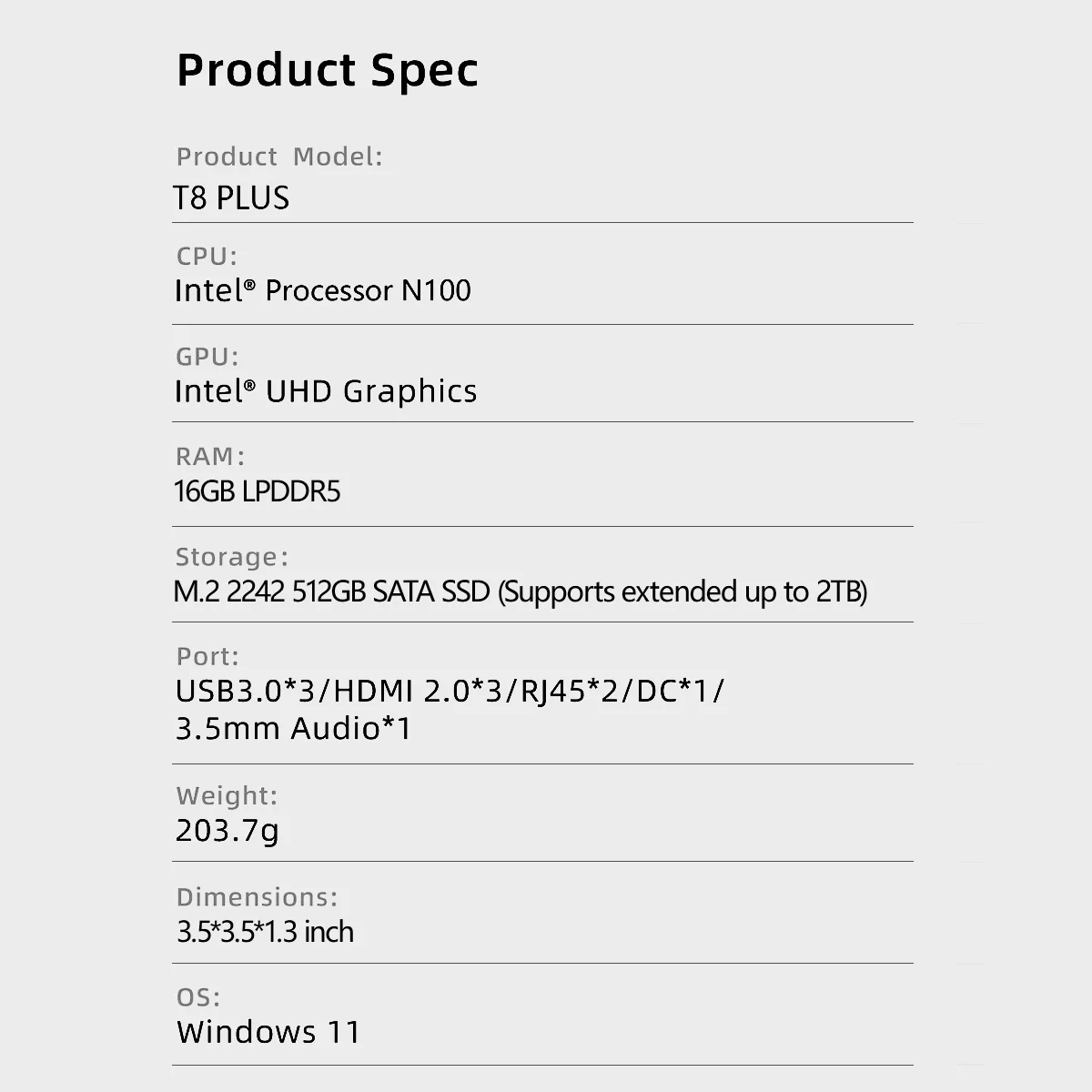 FIREBAT T8 PLUS Mini PC Intel N100 8GB 256GB SSD 6 FIREBAT T8 PLUS Mini PC Intel N100 8GB 256GB SSD 6