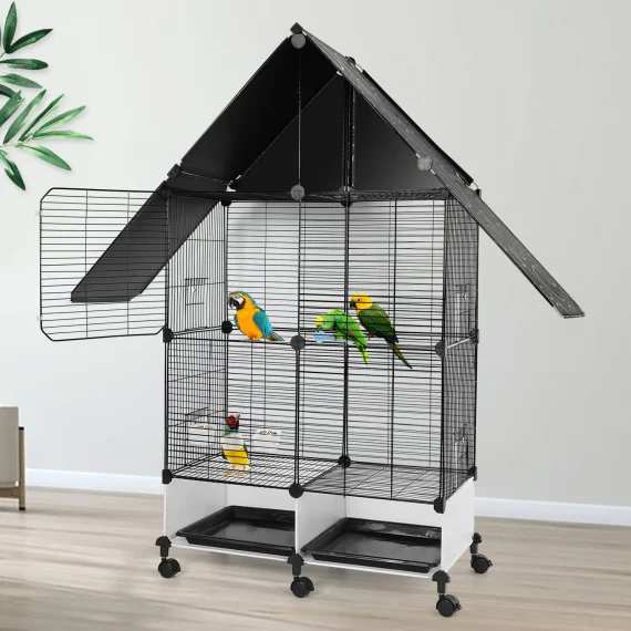 Large Bird Cage with Rolling Stand for Budgies and Finches 3 | PricZone