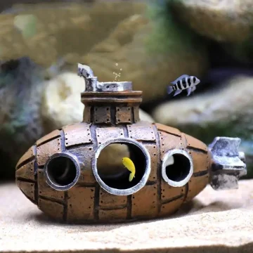 Resin Submarine Aquarium Ornament Fish Tank Decor 2