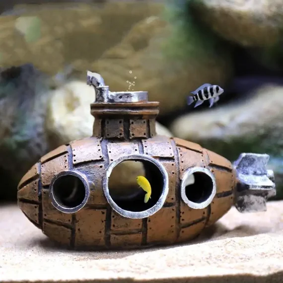 Resin Submarine Aquarium Ornament Fish Tank Decor 2 | PricZone