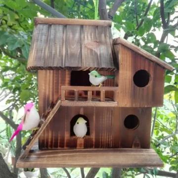 Outdoor Wooden Hanging Cage House for Birds and Squirrels 2