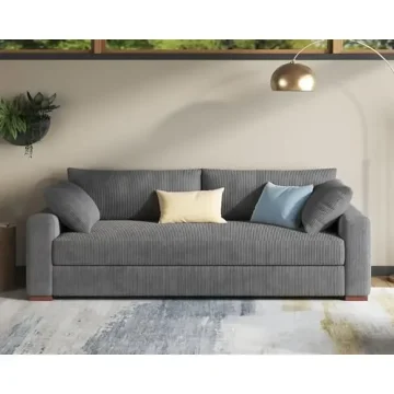 Modern Corduroy 3-Seater Sofa with Oversized Seat 1