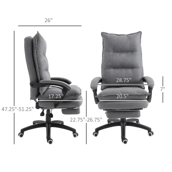 Vinsetto Grey Swivel Executive Office Chair with Footrest 3 | PricZone