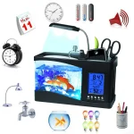 LED Mini Fish Tank Aquarium with Clock and Display 2