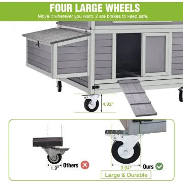 Large Movable Chicken Coop with Wheels and Nesting Boxes 2