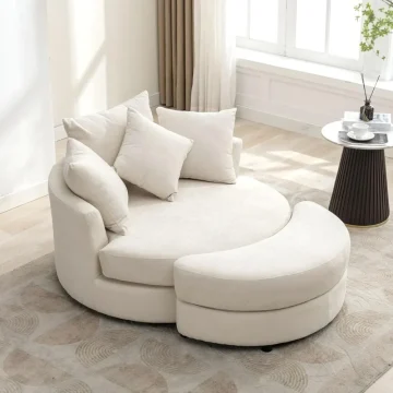 Swivel Book Nook Chair with Storage and Ottoman 1