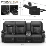 Yonisee 3 Seat Reclining Sofa with Storage and USB 2 | PricZone