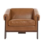 34 inch Mid Century Modern Brown Faux Leather Chair 3 | PricZone