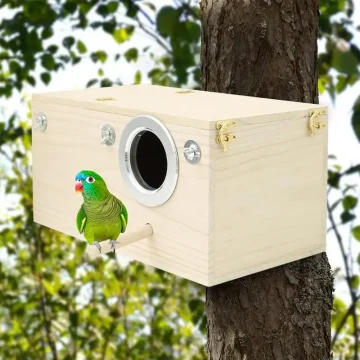 Wood Bird House Nest with Perch Stand for Birds 1