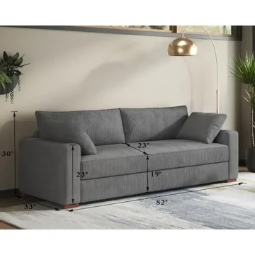 Modern Corduroy 3-Seater Sofa with Oversized Seat 2