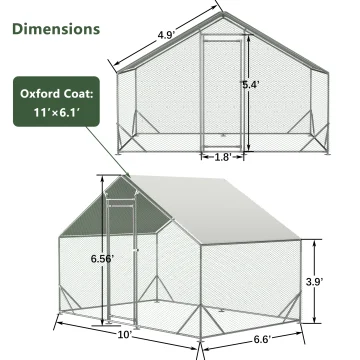 10x6.6x6.56ft Walk-in Poultry Cage with Cover 2