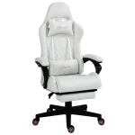 White Racing Gaming Chair with Padded Arms and PU Leather 1 | PricZone