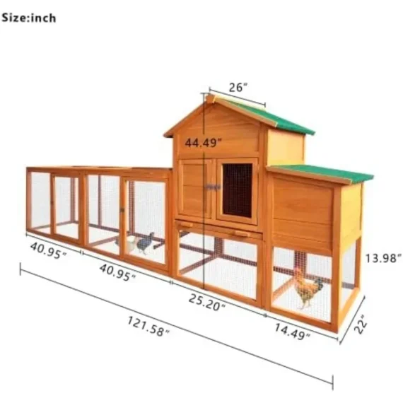 122 inch Chicken Coop with Nest Box and Tray 3 | PricZone