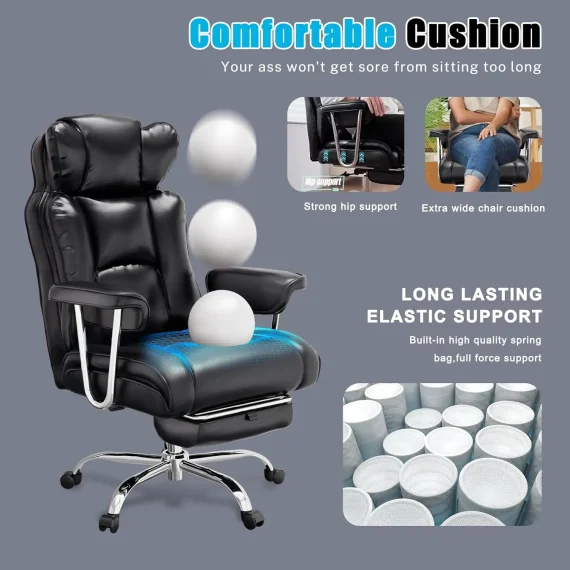 Big and Tall Reclining Office Chair with Footrest 5 | PricZone