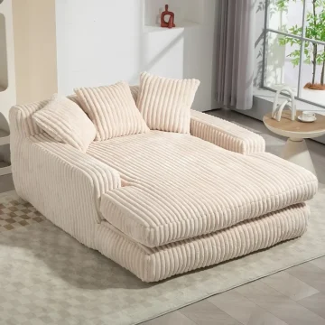 Oversized Corduroy Chaise Lounge Indoor Sleeper Sofa 1 | PricZone