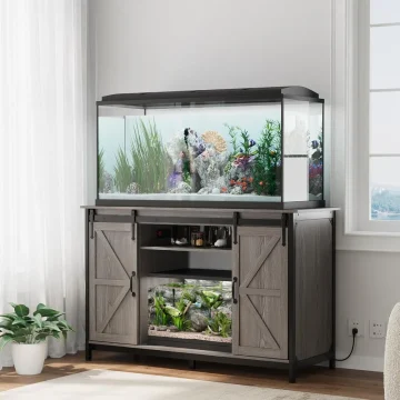 Farmhouse Fish Tank Stand with Storage and Power Outlet 1