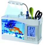 LED Mini Fish Tank Aquarium with Clock and Display 4
