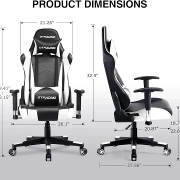 GTRacing White Gaming Chair Ergonomic Recliner 2