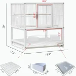 Parakeet Cage Wrought Iron 30 inch with Stand White 6 | PricZone