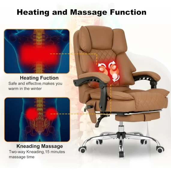 Heated Massage Executive Office Chair   Ergonomic Recliner 6 | PricZone