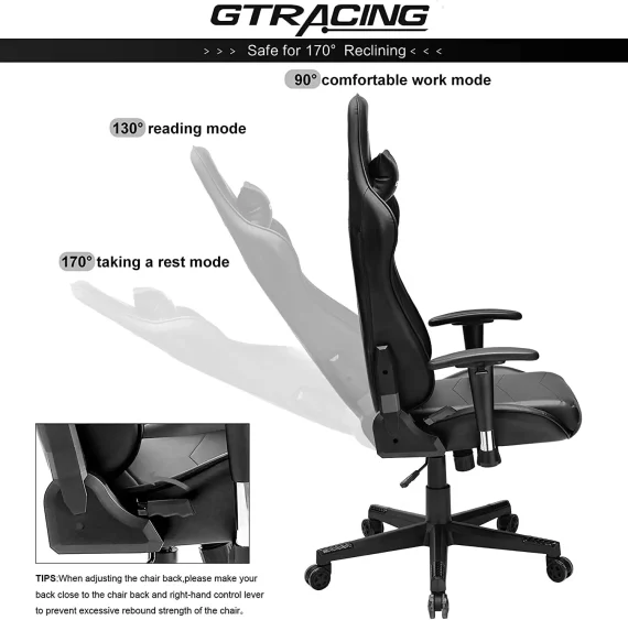 GTRacing Gaming Chair Ergonomic Swivel Recliner 6 | PricZone