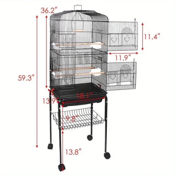 Steel Top Bird Cage with Rolling Brackets for Parrots 6 | PricZone