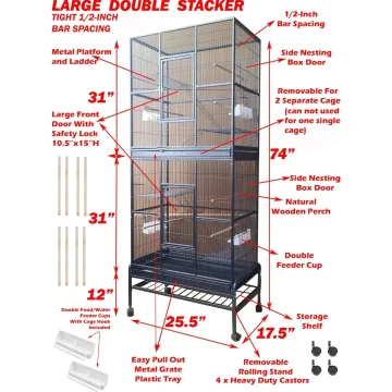 Double Stacker Parrot Breeding Cage with Nesting Doors 2