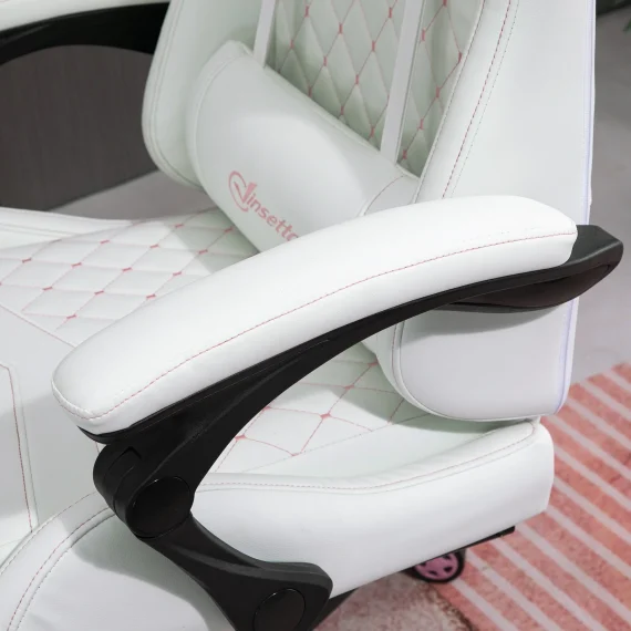 White Racing Gaming Chair with Padded Arms and PU Leather 6 | PricZone