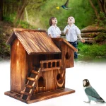 Outdoor Wooden Hanging Cage House for Birds and Squirrels 4
