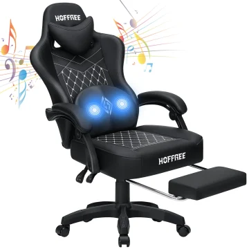 Ergonomic Gaming Chair with Footrest and Speakers 2