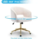 Modern Velvet Swivel Office Chair with Gold Base 6 | PricZone