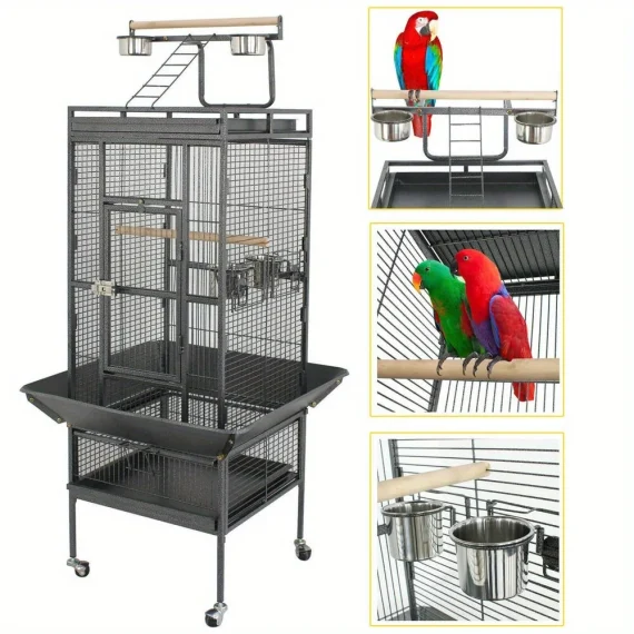 Steel Top Bird Cage with Rolling Brackets for Parrots 1 | PricZone