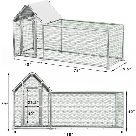 Large Metal Chicken Pen Outdoor Poultry Cage Spire 4 | PricZone