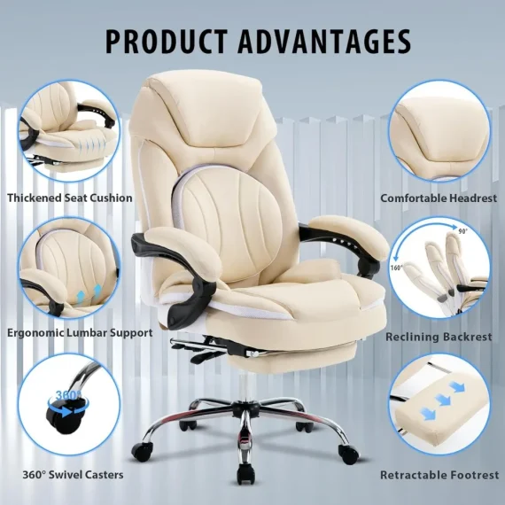 Ergonomic Reclining Office Chair with Footrest 6 | PricZone