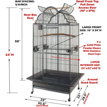 Large Stylish Wrought Iron Bird Cage with Stand 2