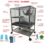 Two-Tier Rolling Cage with Large Front Doors for Small Animals 3