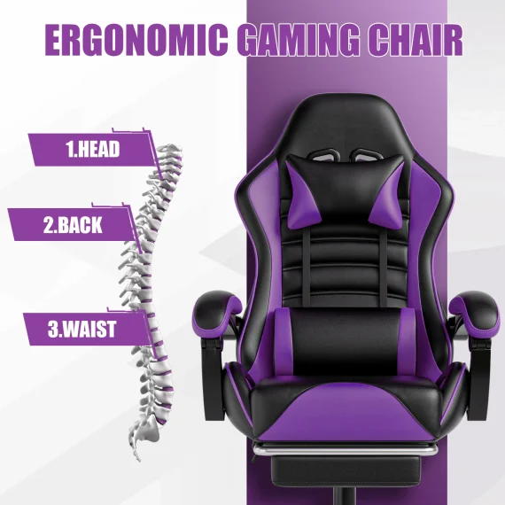 Ergonomic Gaming Chair with Footrest Recliner 5 | PricZone