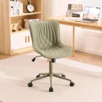 Deep Green Modern Armless Office Chair with Wheels 5 | PricZone