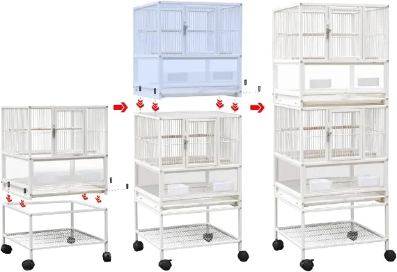 Parakeet Cage Wrought Iron 30 inch with Stand White 2 | PricZone